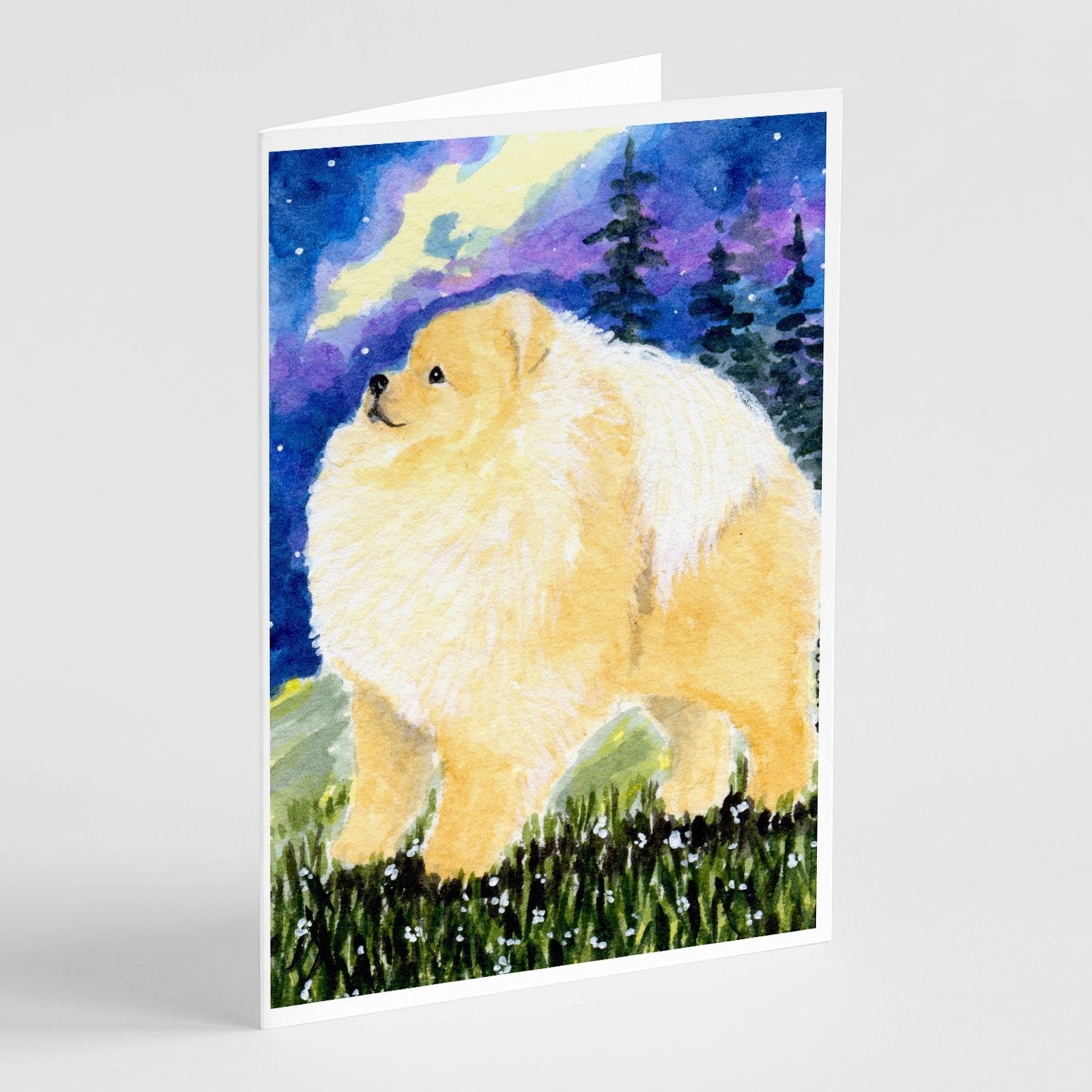 Pomeranian Greeting Cards Pack of 8 Blank Cards with Envelopes Whimsical A7 Size 5x7