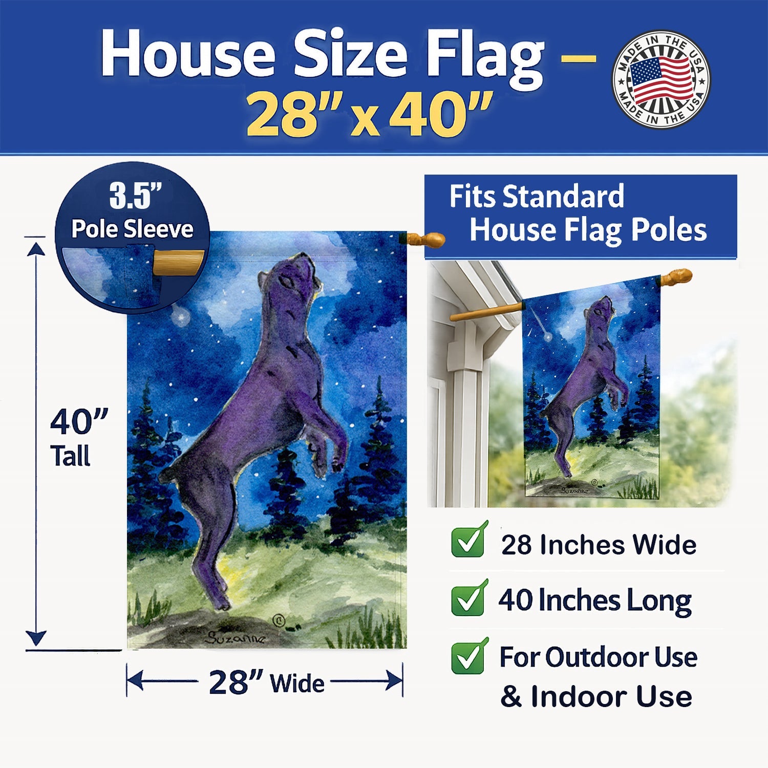 Cane Corso House Flag 28x40 Porch Sleeve Pole Decorative Outside Yard Banner Artwork Wall Hanging, Polyester