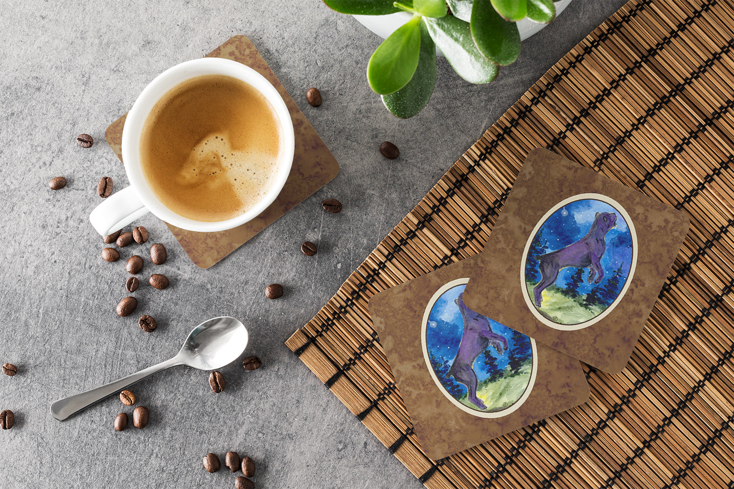 Cane Corso Foam Coasters Set of 4 Cup Coasters for Indoor Outdoor, Tabletop Protection, Anti Slip, Mouse pad Material