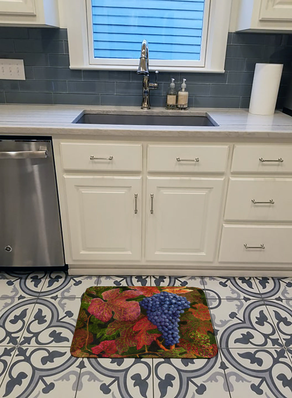 Grapes Of Joy by Malenda Trick Memory Foam Kitchen Mat Machine Washable Anti-Fatigue Cushion Comfort Bath or Kitchen Rug