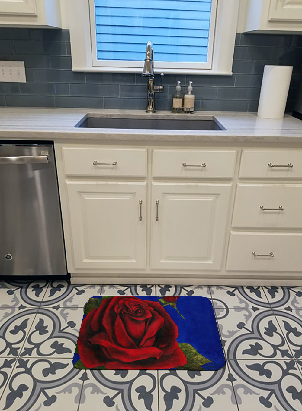 Rose by Malenda Trick Memory Foam Kitchen Mat Machine Washable Anti-Fatigue Cushion Comfort Bath or Kitchen Rug