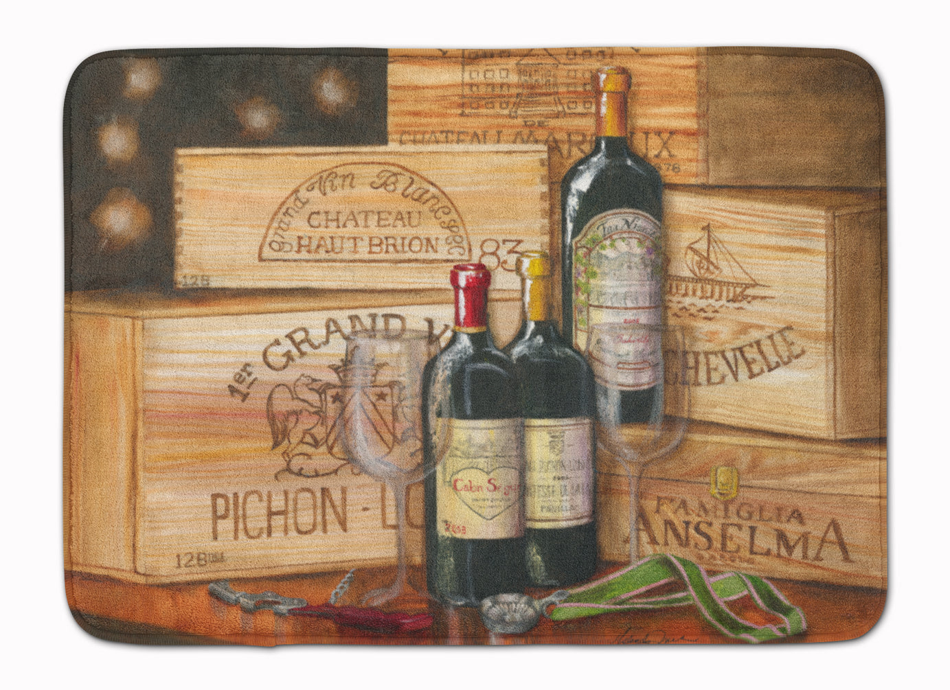 Wine Gran Vin by Malenda Trick Memory Foam Kitchen Mat Machine Washable Anti-Fatigue Cushion Comfort Bath or Kitchen Rug