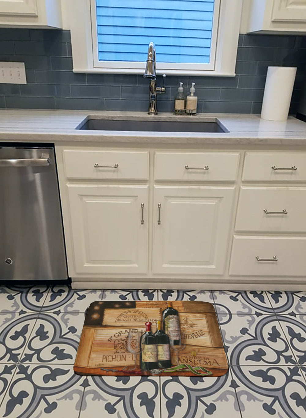 Wine Gran Vin by Malenda Trick Memory Foam Kitchen Mat Machine Washable Anti-Fatigue Cushion Comfort Bath or Kitchen Rug