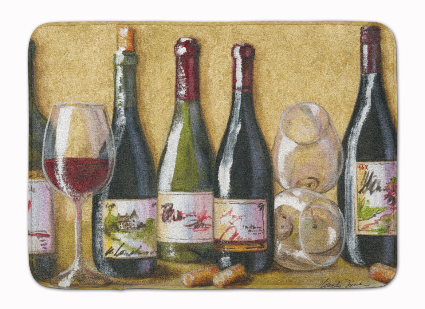 Wine Du Vin by Malenda Trick Memory Foam Kitchen Mat Machine Washable Anti-Fatigue Cushion Comfort Bath or Kitchen Rug