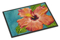 Coral Hibiscus by Malenda Trick Doormat Indoor Outdoor 18H X 27W Front Door Mat Rugs for Entryway, Non Slip Washable