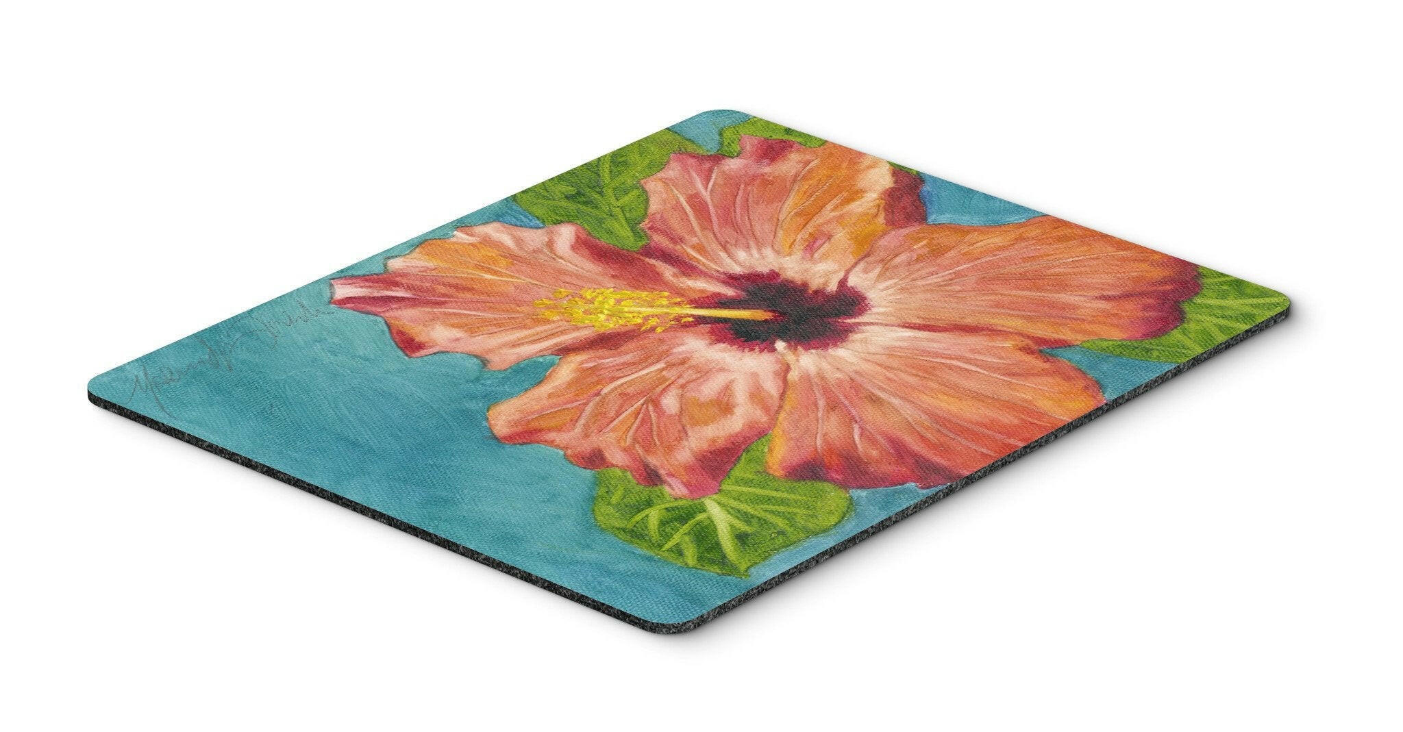 Coral Hibiscus by Malenda Trick Mouse Pad, Heat Resistant Trivet Hot Pad , Non Slip Rubber Desk Mat, Kitchen Counter Protector, Home Office Decor Gift