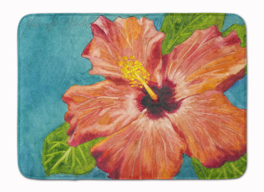 Coral Hibiscus by Malenda Trick Memory Foam Kitchen Mat Machine Washable Anti-Fatigue Cushion Comfort Bath or Kitchen Rug