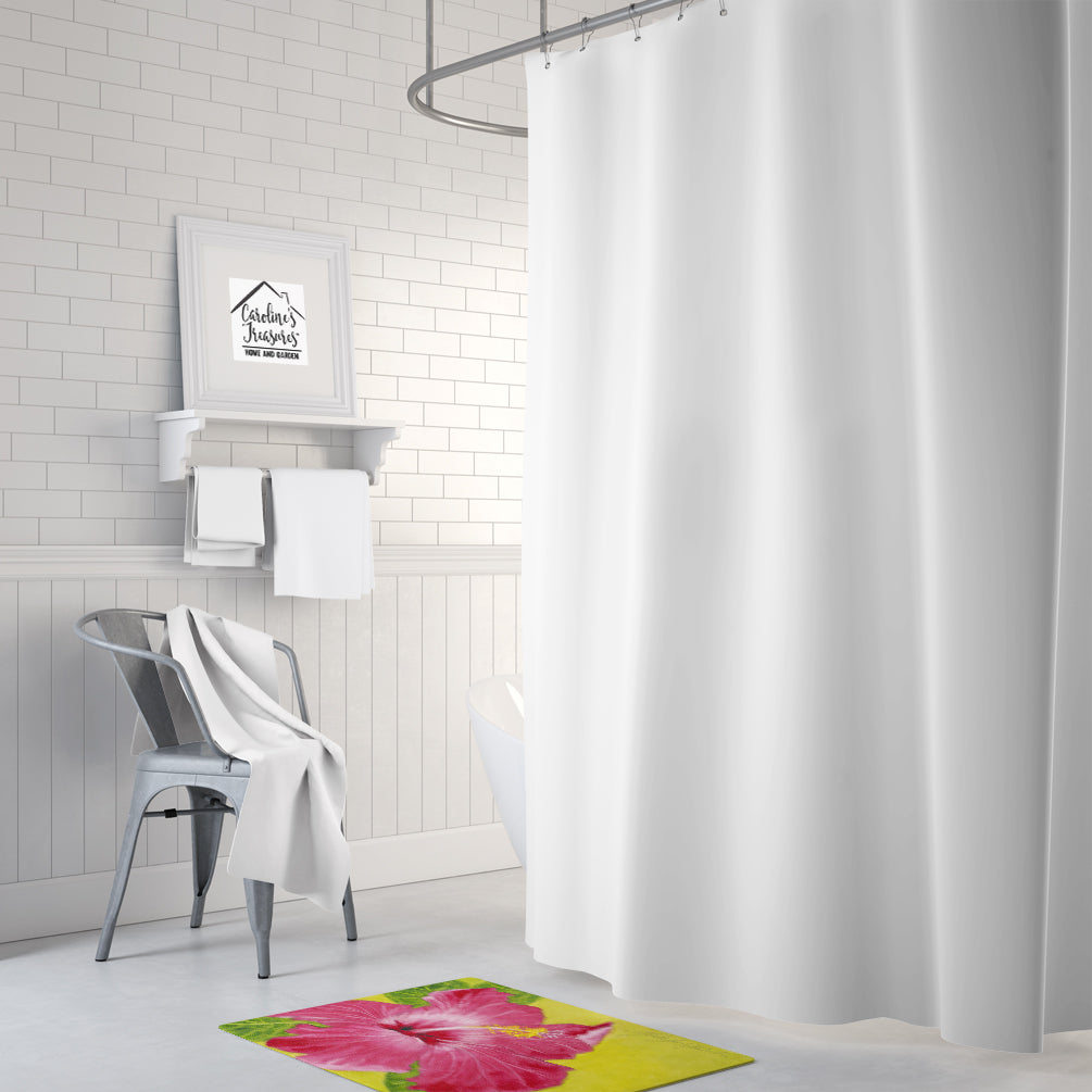 Hot Pink Hibiscus by Malenda Trick Memory Foam Kitchen Mat Machine Washable Anti-Fatigue Cushion Comfort Bath or Kitchen Rug