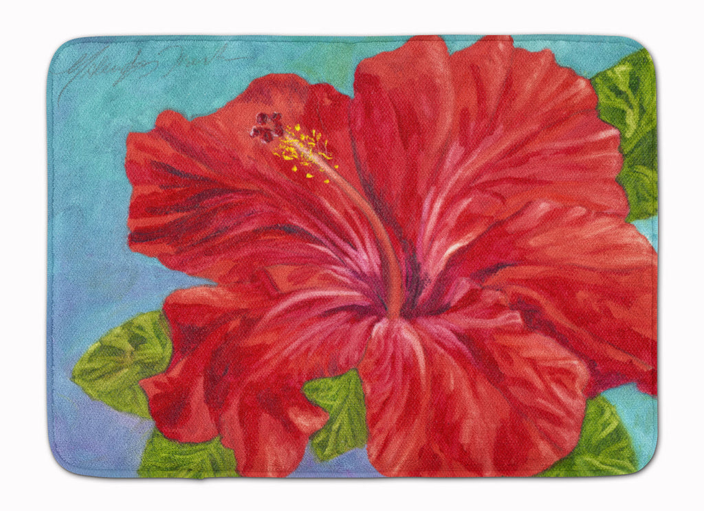 Red Hibiscus by Malenda Trick Memory Foam Kitchen Mat Machine Washable Anti-Fatigue Cushion Comfort Bath or Kitchen Rug