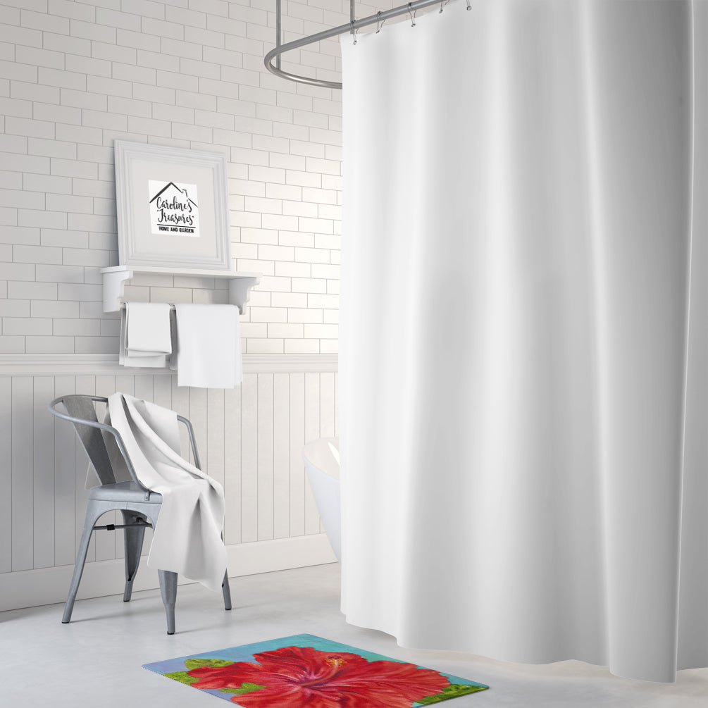Red Hibiscus by Malenda Trick Memory Foam Kitchen Mat Machine Washable Anti-Fatigue Cushion Comfort Bath or Kitchen Rug