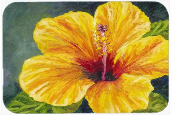 Yellow Hibiscus by Malenda Trick Cutting Board Tempered Glass Kitchen Cutting Surface, Heat Resistant Chopping, Non-Slip Feet, Food Prep & Serving