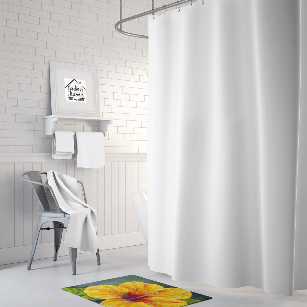 Yellow Hibiscus by Malenda Trick Memory Foam Kitchen Mat Machine Washable Anti-Fatigue Cushion Comfort Bath or Kitchen Rug