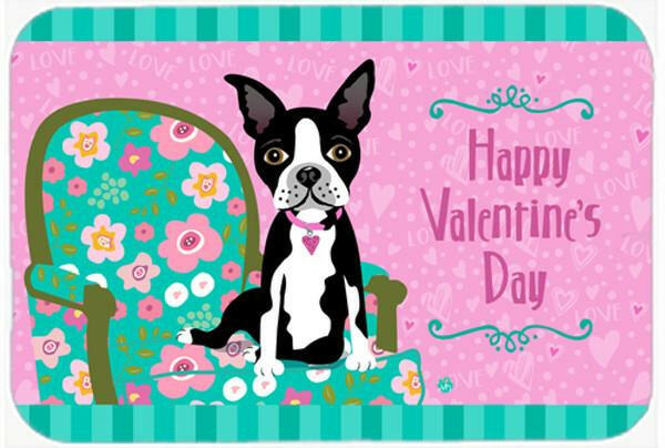 Happy Valentine's Day Boston Terrier Mouse Pad, Heat Resistant Trivet Hot Pad , Non Slip Rubber Desk Mat, Kitchen Counter Protector, Home Office Decor Gift