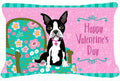 Happy Valentine's Day Boston Terrier Decorative Throw Pillow 12x16 Indoor Outdoor Accent Cushion, Fabric Cover with Insert for Sofa, Bed, Porch & Living Room