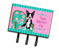Happy Valentine's Day Boston Terrier Leash or Key Holder Wall Hooks, Coat Rack Wall Mount, for Hanging Keys, Towels, Aprons, Leashes