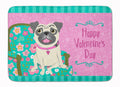 Happy Valentine's Day Pug Memory Foam Kitchen Mat Machine Washable Anti-Fatigue Cushion Comfort Bath or Kitchen Rug