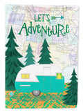 Let's Adventure Glamping Trailer House Flag 28x40 Porch Sleeve Pole Decorative Outside Yard Banner Artwork Wall Hanging, Polyester