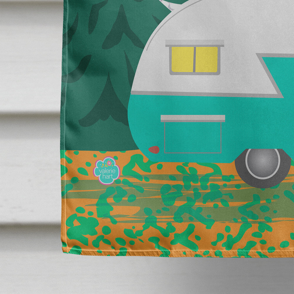 Let's Adventure Glamping Trailer House Flag 28x40 Porch Sleeve Pole Decorative Outside Yard Banner Artwork Wall Hanging, Polyester