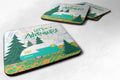 Let's Adventure Glamping Trailer Foam Coasters Set of 4 Cup Coasters for Indoor Outdoor, Tabletop Protection, Anti Slip, Mouse pad Material