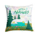 Let's Adventure Glamping Trailer Decorative Throw Pillow 14x14 Indoor Outdoor Accent Cushion, Fabric Cover with Insert for Sofa, Bed, Porch & Living Room