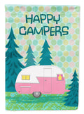 Happy Campers Glamping Trailer House Flag 28x40 Porch Sleeve Pole Decorative Outside Yard Banner Artwork Wall Hanging, Polyester