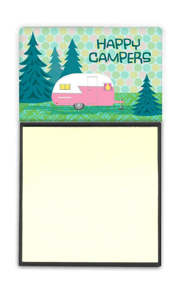 Happy Campers Glamping Trailer Watercolor Sticky Note Holder Refillable Dispenser Desk Accessory 3x3 Pad Gift