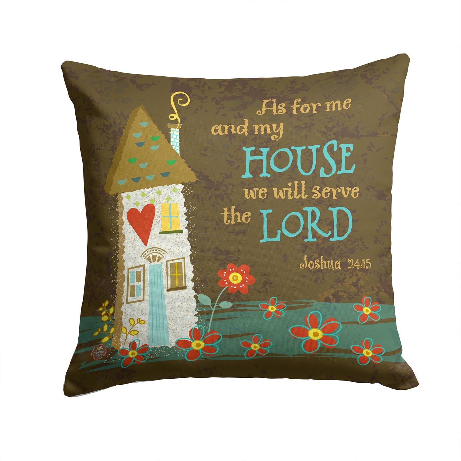As For Me And My House Decorative Throw Pillow 14x14 Indoor Outdoor Accent Cushion, Fabric Cover with Insert for Sofa, Bed, Porch & Living Room