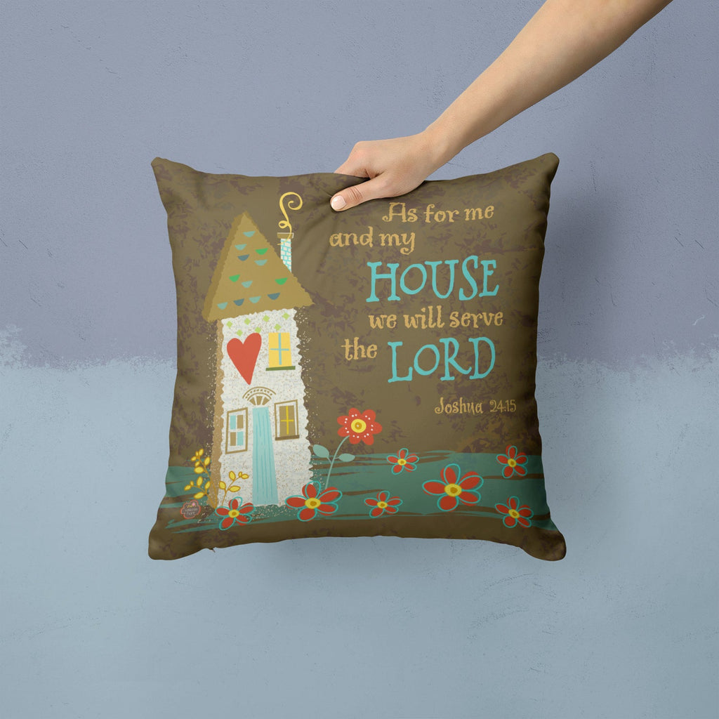 As For Me And My House Decorative Throw Pillow 14x14 Indoor Outdoor Accent Cushion, Fabric Cover with Insert for Sofa, Bed, Porch & Living Room