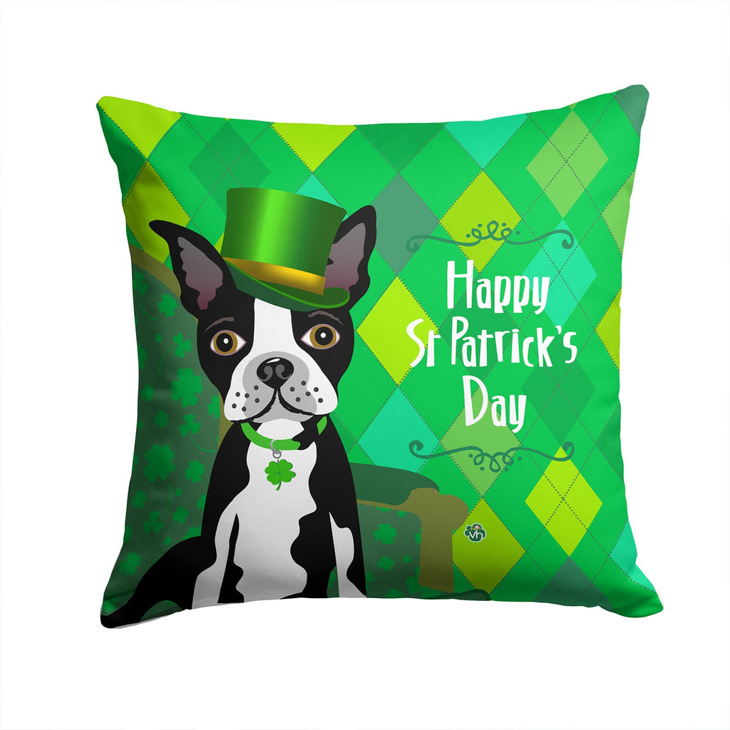 St Patrick's Day Boston Terrier Decorative Throw Pillow 14x14 Indoor Outdoor Accent Cushion, Fabric Cover with Insert for Sofa, Bed, Porch & Living Room