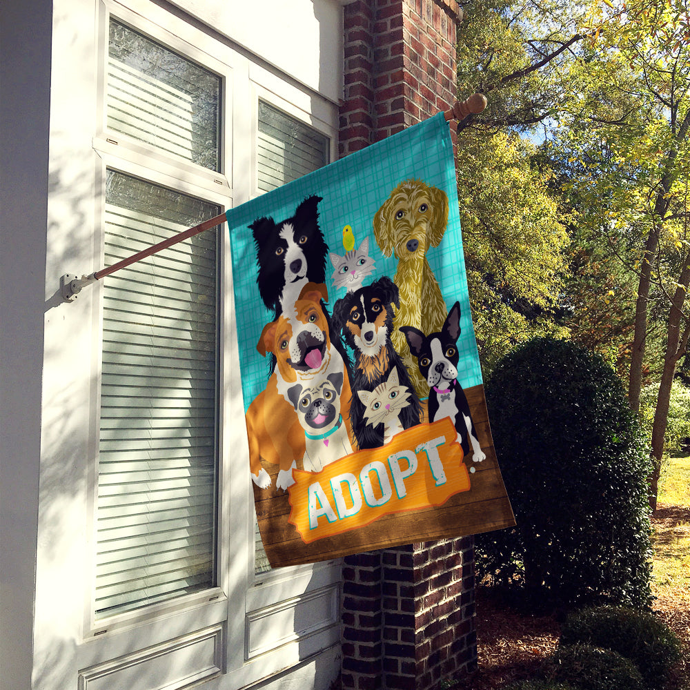 Adopt Pets Adoption House Flag 28x40 Porch Sleeve Pole Decorative Outside Yard Banner Artwork Wall Hanging, Polyester
