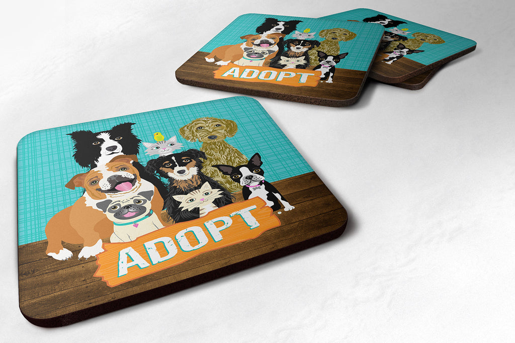 Adopt Pets Adoption Foam Coasters Set of 4 Cup Coasters for Indoor Outdoor, Tabletop Protection, Anti Slip, Mouse pad Material