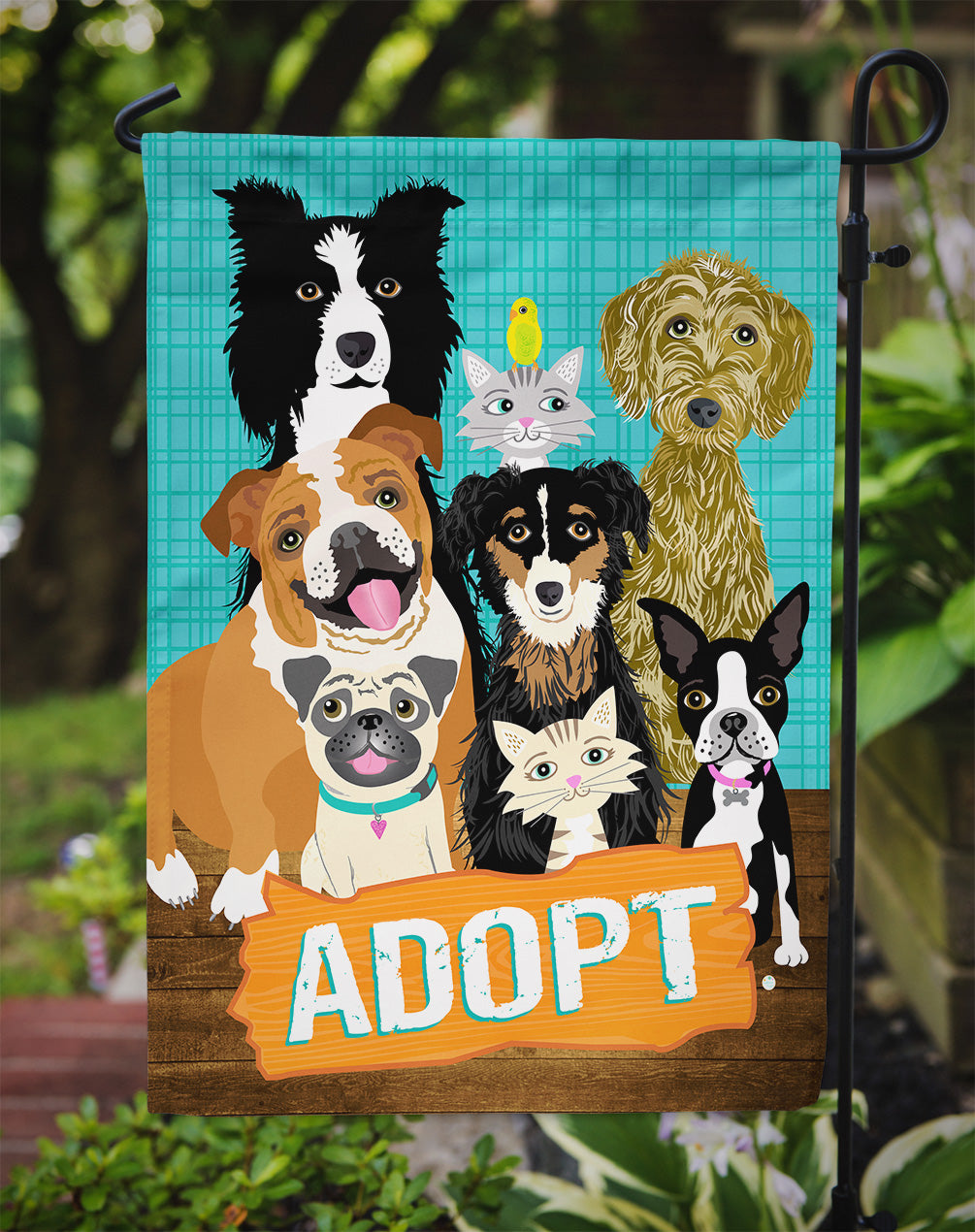 Adopt Pets Adoption Garden Flag Mailbox Decorative Yard Banner Outside Patio Artwork for Flower Beds, Garden Size, Multicolor