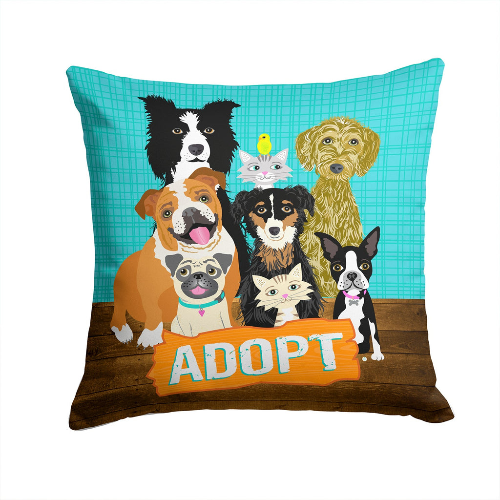 Adopt Pets Adoption Decorative Throw Pillow 14x14 Indoor Outdoor Accent Cushion, Fabric Cover with Insert for Sofa, Bed, Porch & Living Room