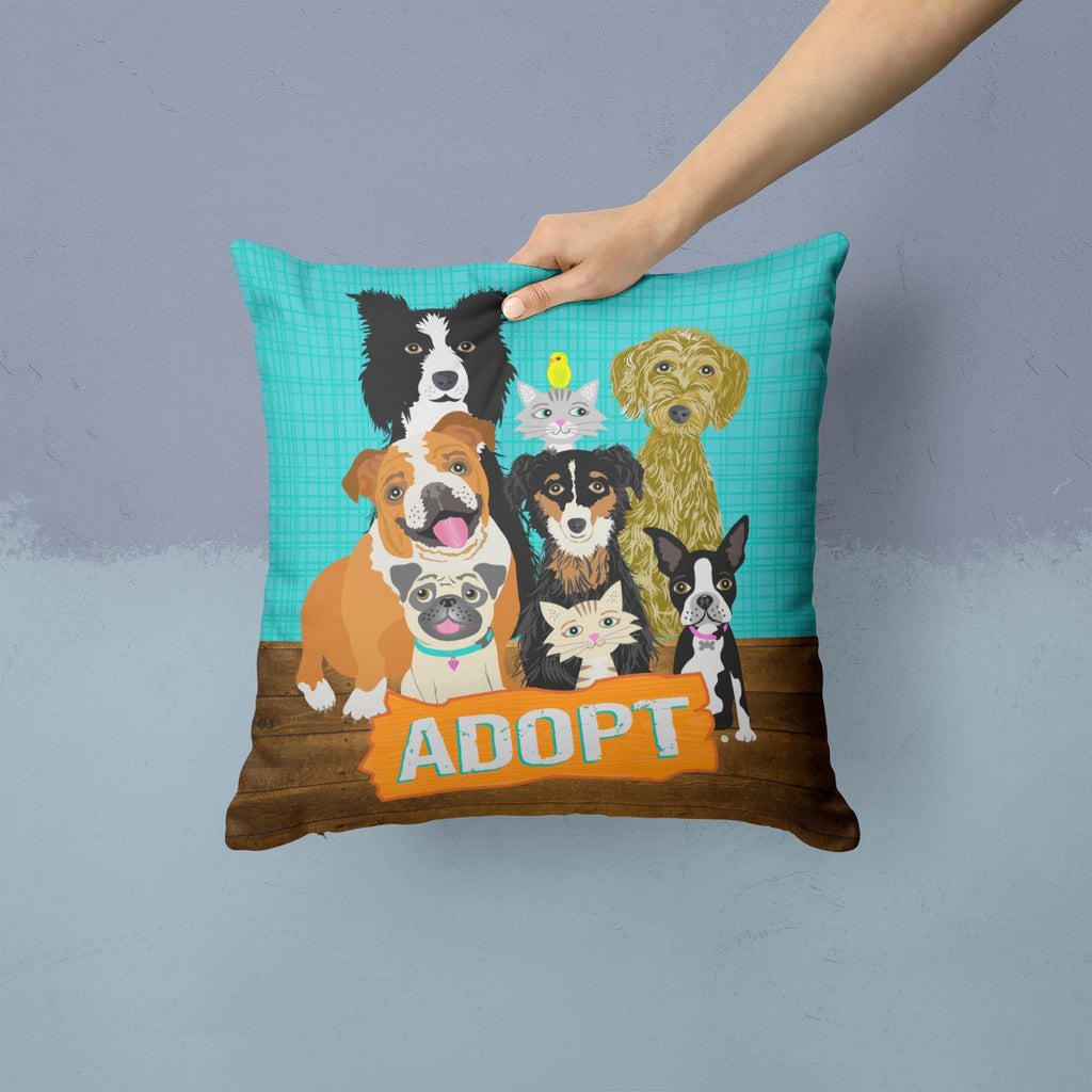 Adopt Pets Adoption Decorative Throw Pillow 14x14 Indoor Outdoor Accent Cushion, Fabric Cover with Insert for Sofa, Bed, Porch & Living Room