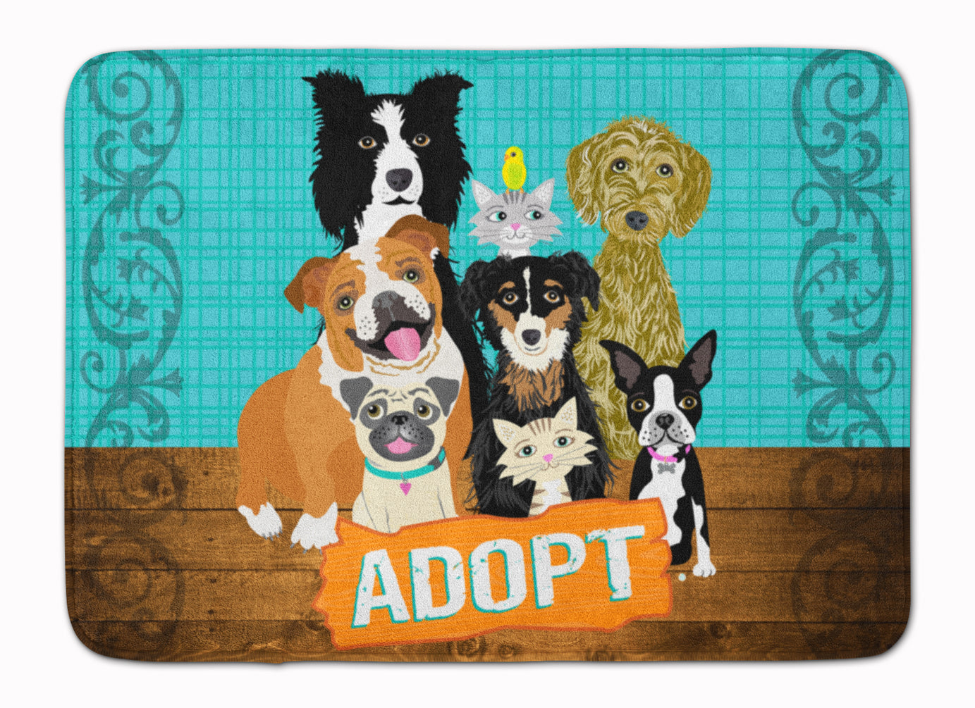 Adopt Pets Adoption Memory Foam Kitchen Mat Machine Washable Anti-Fatigue Cushion Comfort Bath or Kitchen Rug