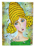 Bee Grateful Girl with Beehive House Flag 28x40 Porch Sleeve Pole Decorative Outside Yard Banner Artwork Wall Hanging, Polyester
