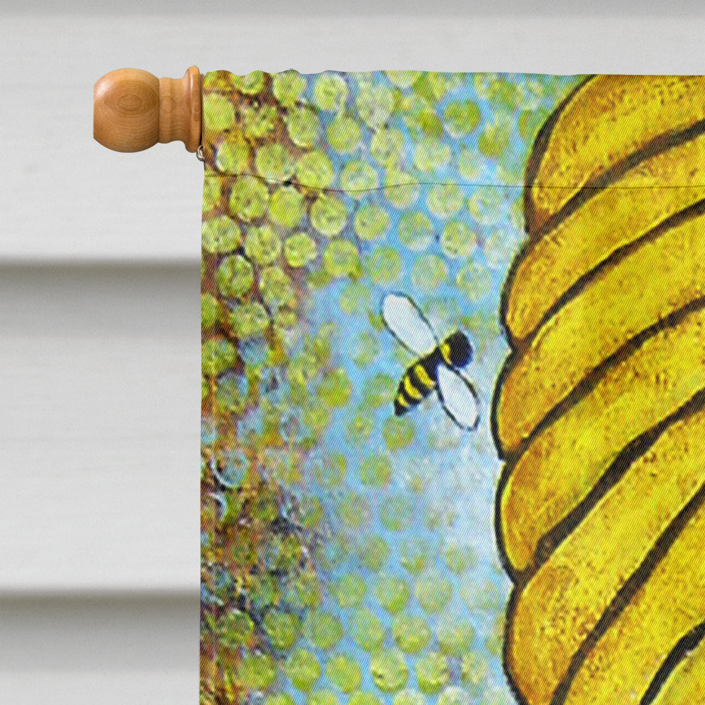 Bee Grateful Girl with Beehive House Flag 28x40 Porch Sleeve Pole Decorative Outside Yard Banner Artwork Wall Hanging, Polyester