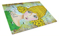 Bee Grateful Girl with Beehive Cutting Board Tempered Glass Kitchen Cutting Surface, Heat Resistant Chopping, Non-Slip Feet, Food Prep & Serving