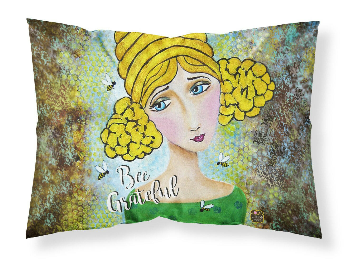 Bee Grateful Girl with Beehive Standard Pillowcase Lightweight Super Soft Easy Care Decorative Artwork Pillowcase, Standard