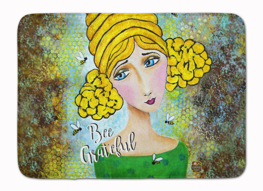 Bee Grateful Girl with Beehive Memory Foam Kitchen Mat Machine Washable Anti-Fatigue Cushion Comfort Bath or Kitchen Rug