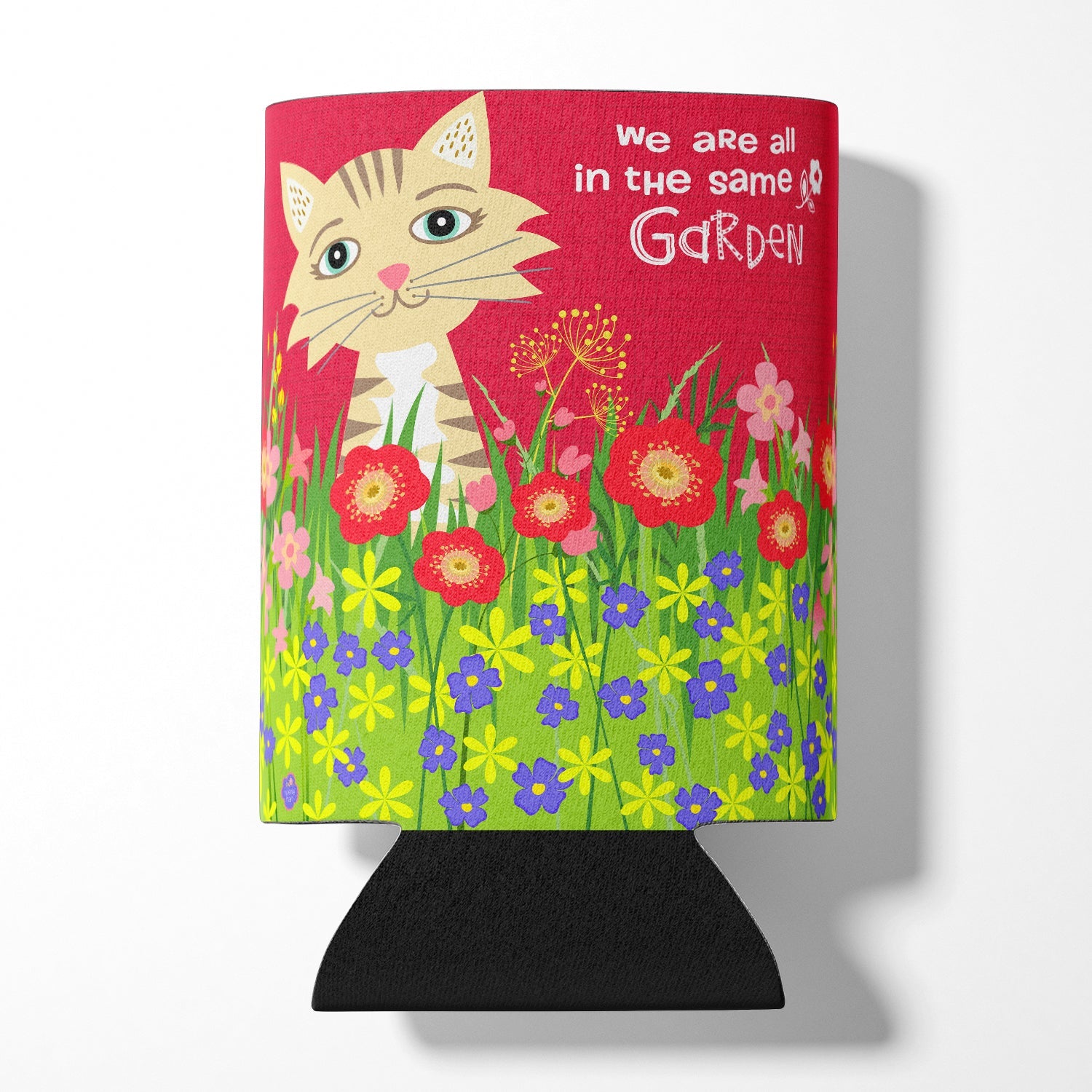 Garden Cat Can or Bottle Hugger Cooler Sleeve for Standard 12 oz Cans, Insulated Foam Beer & Soda Can Hugger Reusable