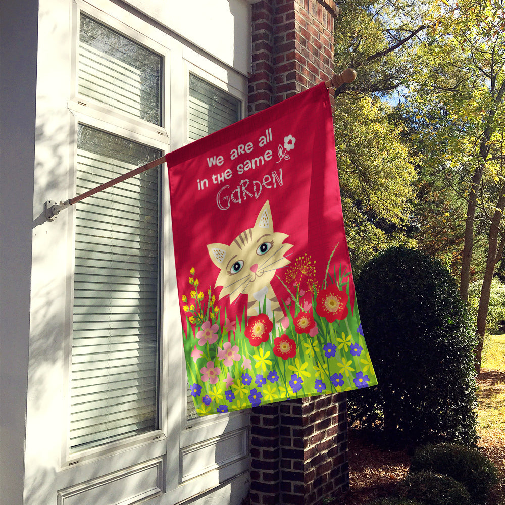Garden Cat House Flag 28x40 Porch Sleeve Pole Decorative Outside Yard Banner Artwork Wall Hanging, Polyester