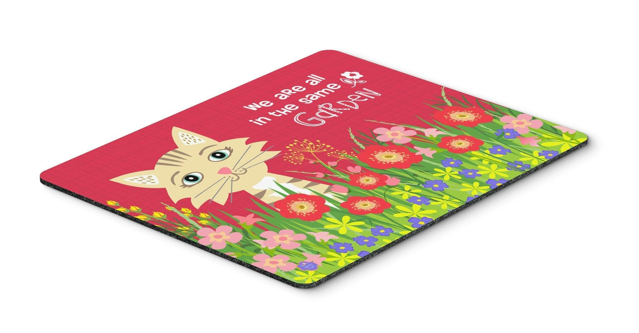 Garden Cat Mouse Pad, Heat Resistant Trivet Hot Pad , Non Slip Rubber Desk Mat, Kitchen Counter Protector, Home Office Decor Gift