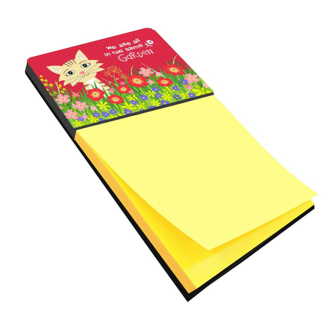 Garden Cat Watercolor Sticky Note Holder Refillable Dispenser Desk Accessory 3x3 Pad Gift