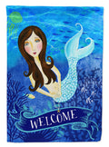 Welcome Mermaid House Flag 28x40 Porch Sleeve Pole Decorative Outside Yard Banner Artwork Wall Hanging, Polyester