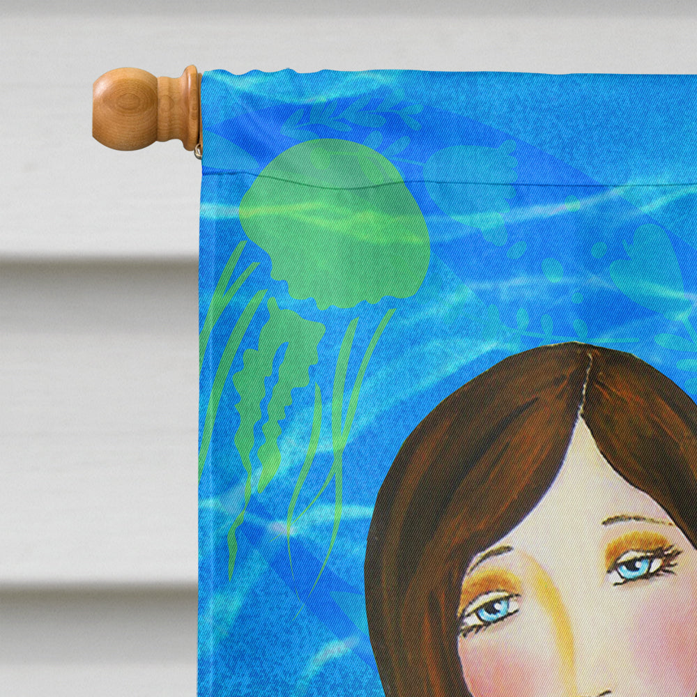 Welcome Mermaid House Flag 28x40 Porch Sleeve Pole Decorative Outside Yard Banner Artwork Wall Hanging, Polyester