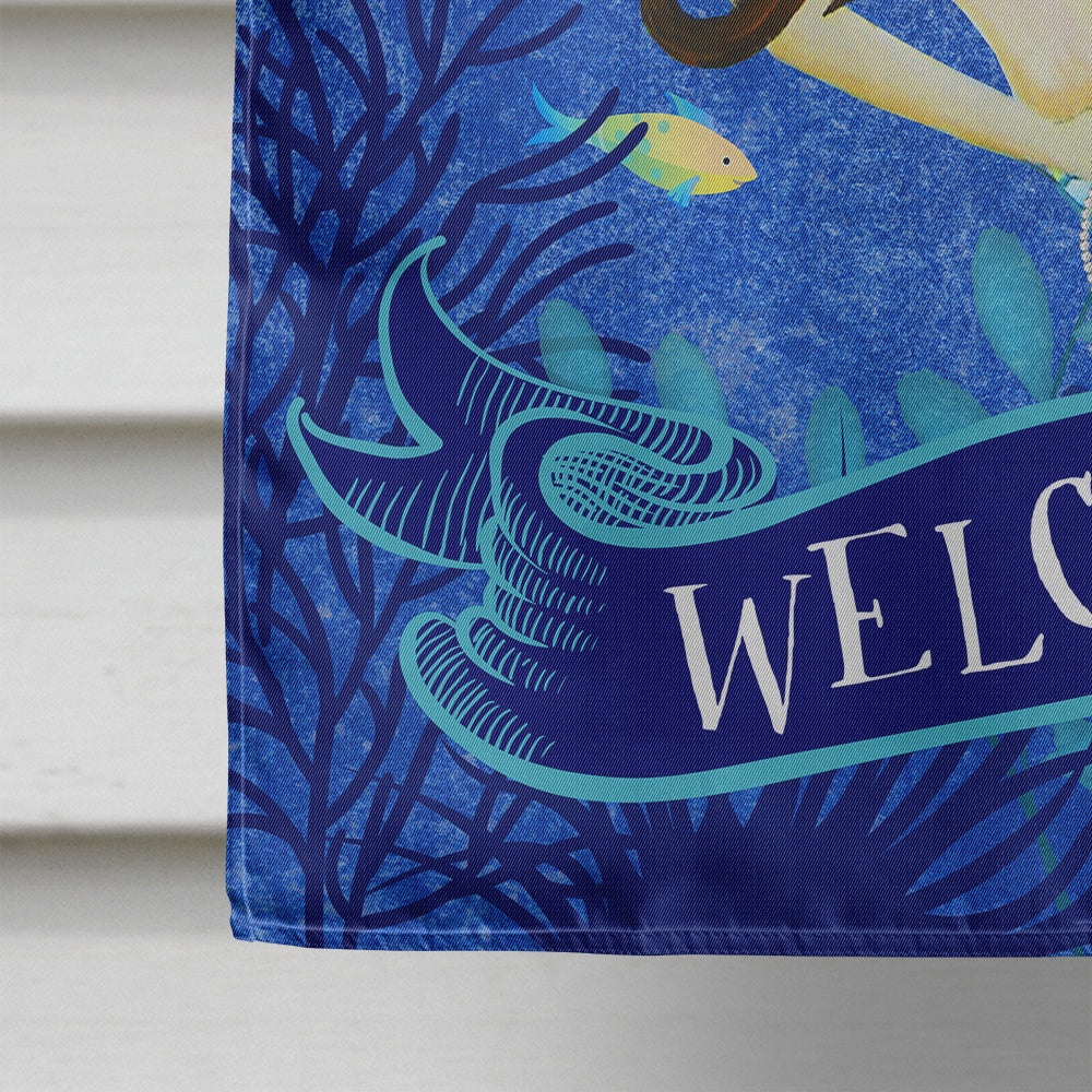Welcome Mermaid House Flag 28x40 Porch Sleeve Pole Decorative Outside Yard Banner Artwork Wall Hanging, Polyester