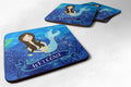 Welcome Mermaid Foam Coasters Set of 4 Cup Coasters for Indoor Outdoor, Tabletop Protection, Anti Slip, Mouse pad Material