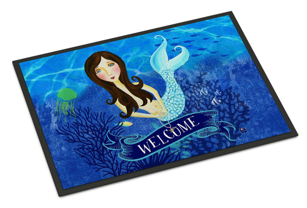 Welcome Mermaid Doormat Indoor Outdoor 24H X 36W Front Door Mat Rugs for Entryway, Non Slip Washable Low Pile,