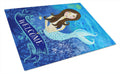 Welcome Mermaid Cutting Board Tempered Glass Kitchen Cutting Surface, Heat Resistant Chopping, Non-Slip Feet, Food Prep & Serving